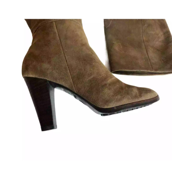 Isola Womens Floral Suede Cone Heels Boots Side Zip Brown Knee High Preppy 7M - Picture 2 of 7